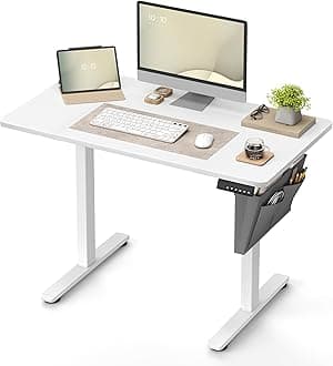 VASAGLE Electric Standing Desk, Height Adjustable Desk, 60 x 110 x (72-120) cm, 4 Memory Heights, Storage Pocket, for Home Office, Study, Cloud White LSD131W02
