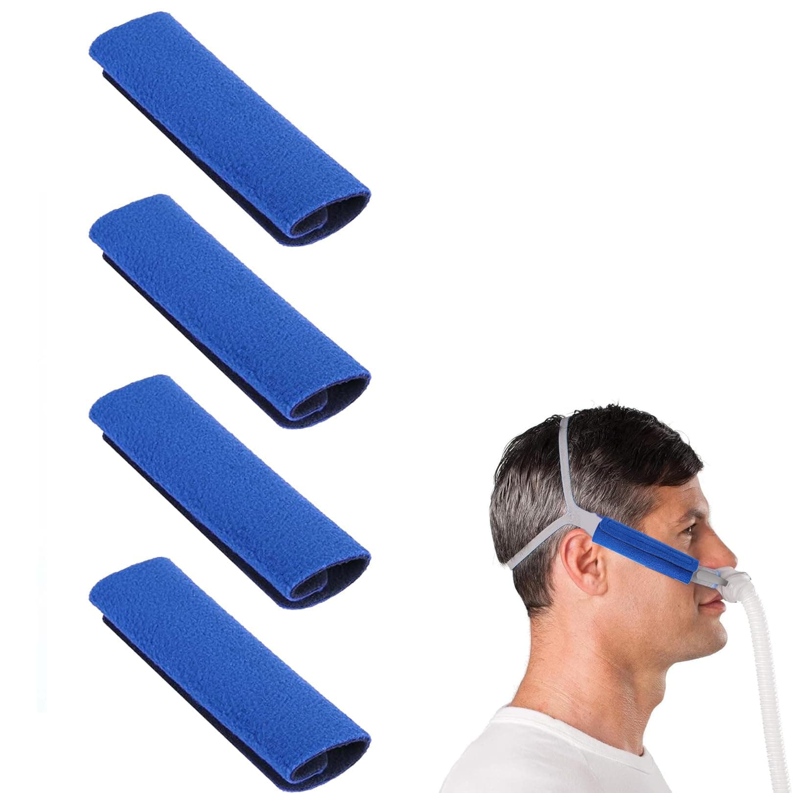 4 Pcs CPAP Strap Covers,CPAP Headgear Strap Cover Soft Comfort Face Pads,CPAP Strap Comfort Pads,CPAP Cushion Covers,CPAP face Pads for Reducing Cheek Red Marks Indentation(Blue)