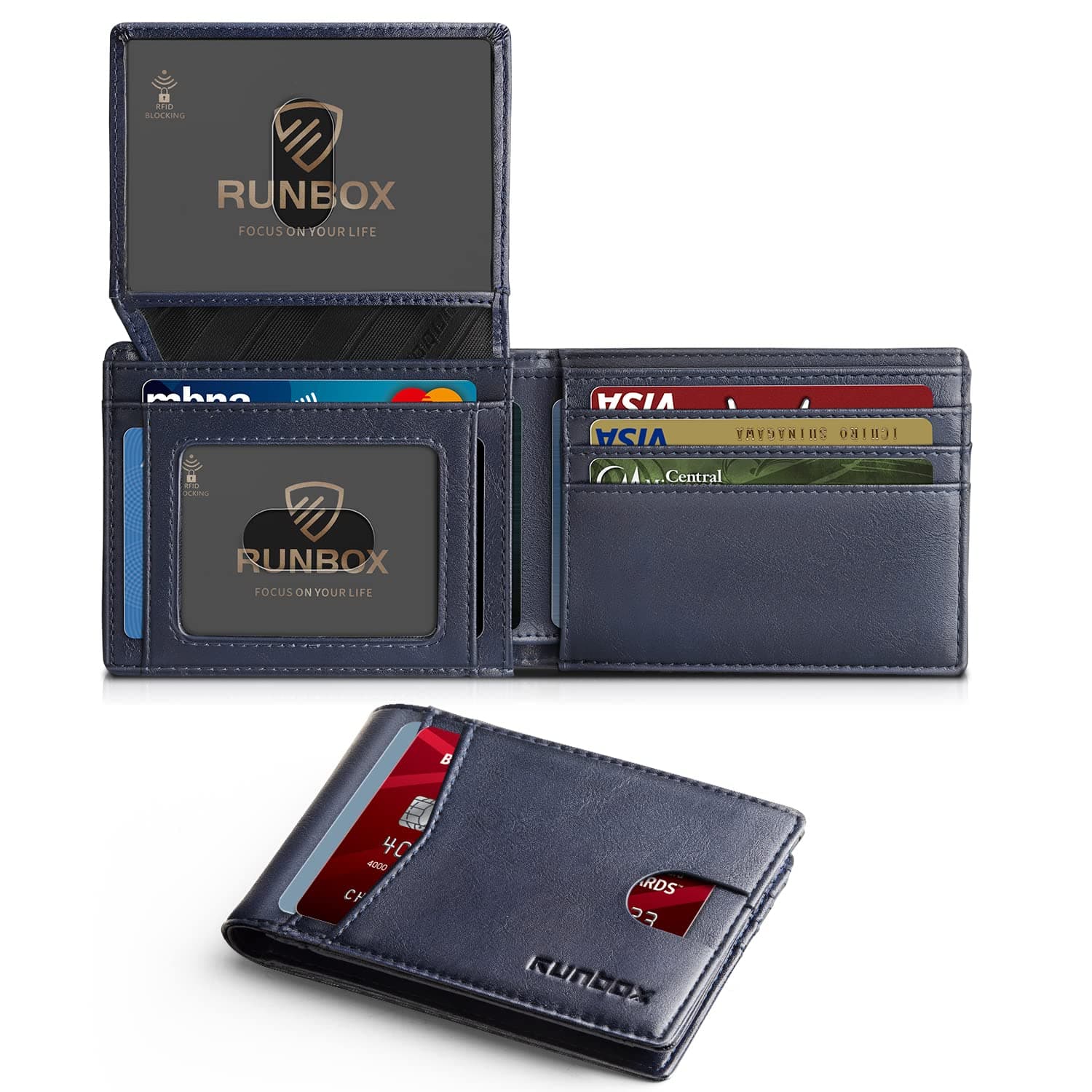 Wallet for Men Slim Rfid Leather 2 ID Window With Gift Box