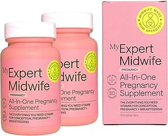 My Expert Midwife All in One Pre-Conception & Pregnancy Women's Vegan Supplements, 12 Essential Prenatal Vitamins & Minerals, 60 Capsules, 2 Months Supply