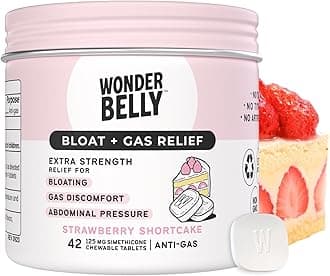Bloat + Gas Relief, Extra Strength Chewable Tablets, with 125 mg Simethicone, No Talc or Dye, Strawberry Shortcake, 42 Count
