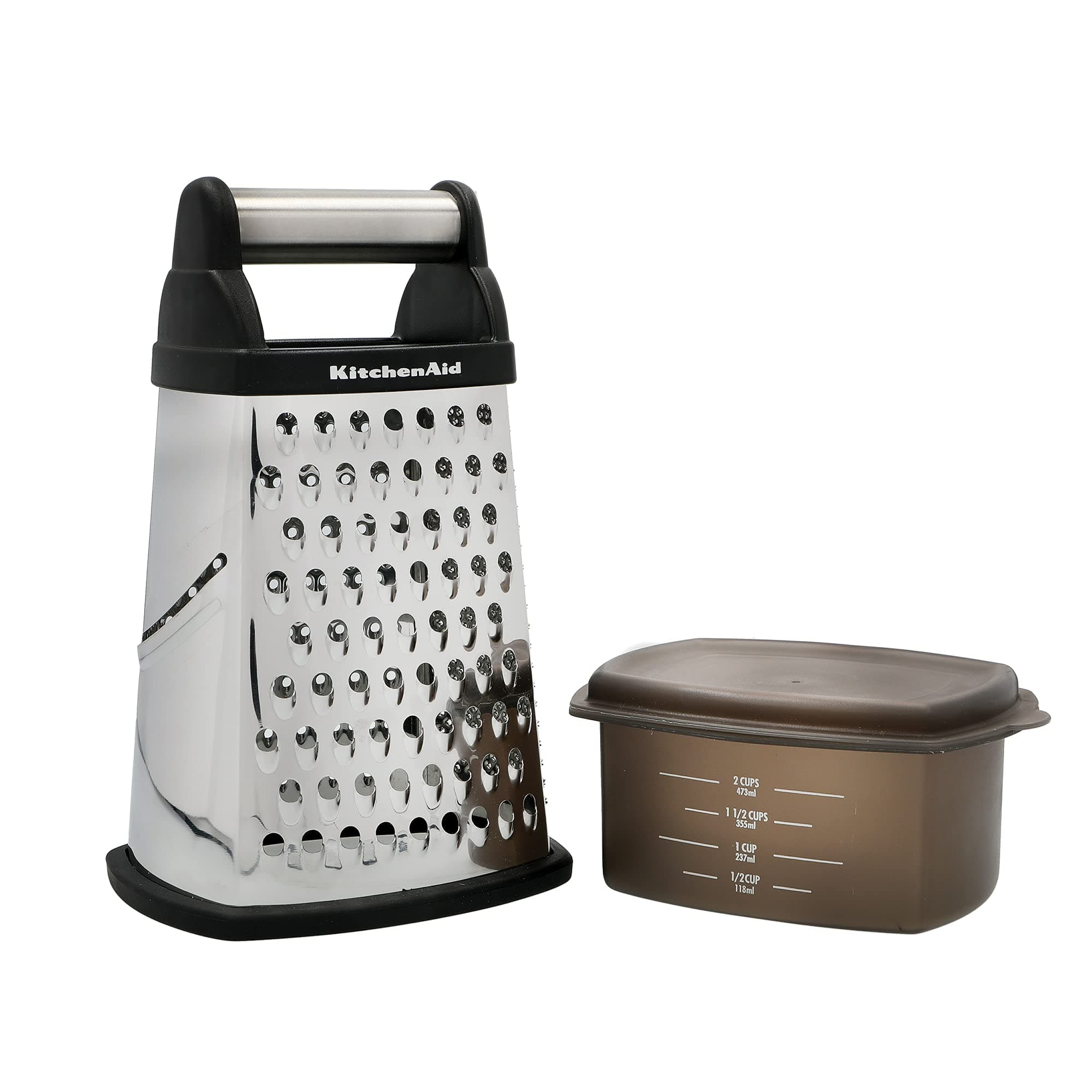 Cheese Grater with Container and Lid, 4-Sided