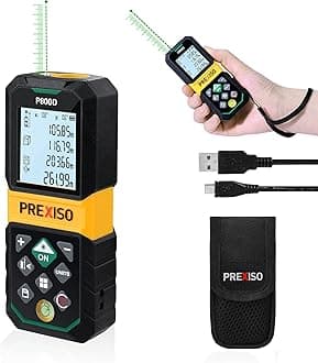 Laser Measure Rechargeable, 265Ft Green Beam Laser Measurement Tool with Angle Sensor& 30 Sets Data Storage &1/4"-20 Threaded Hole - Ft/Ft+in/in/M Units - Pythagorean Mode, Area, Volume