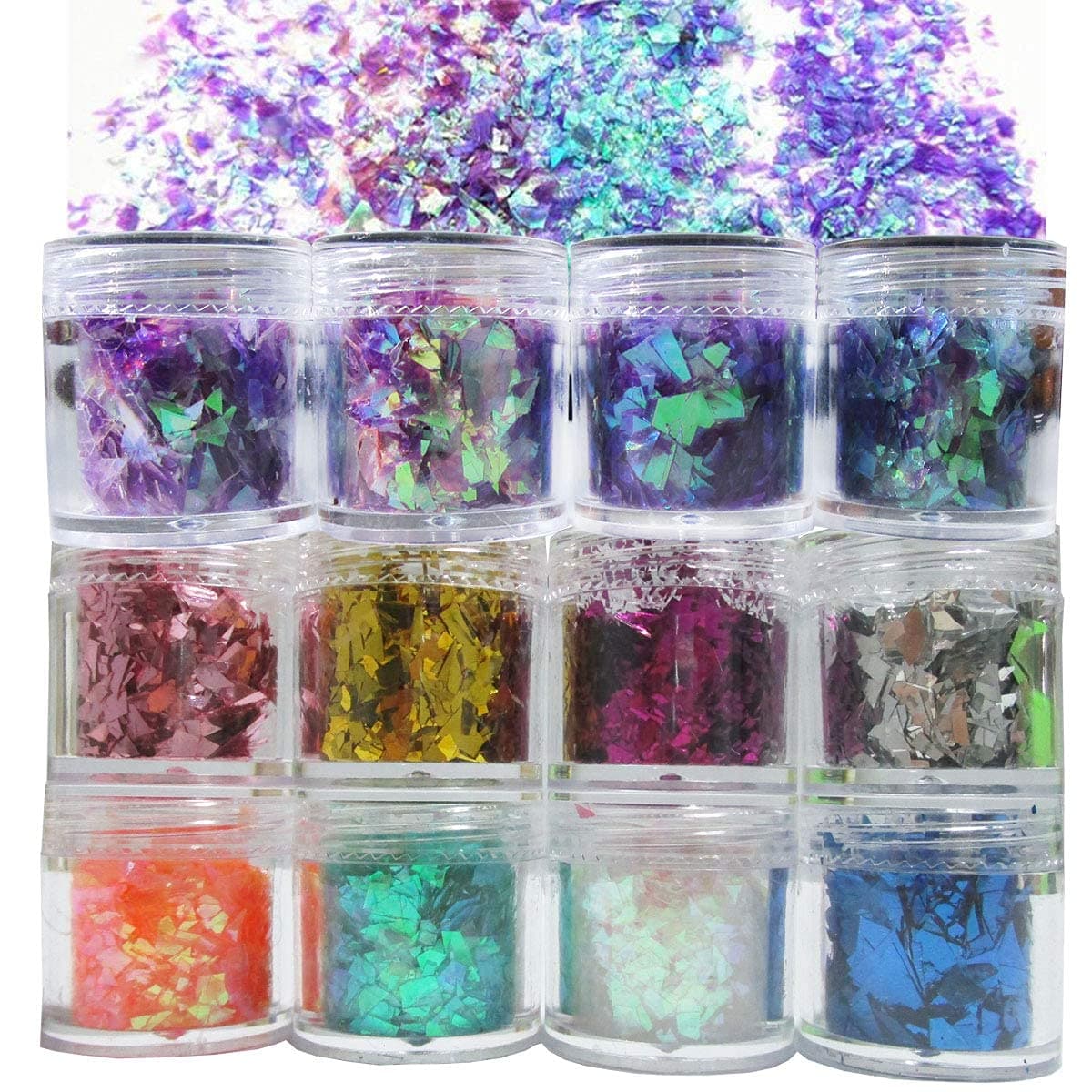12 Colors Iridescent Chunky Glitter Flakes Kit Irregular Resin Epoxy Art Craft Paint Glitters Sparkles Accessories Festival Cosmetic Body Glitter Nail Sequins Stickers Decor (Irregular)