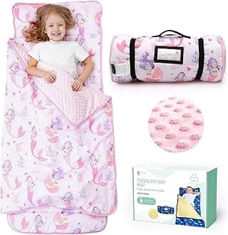 ACRABROS Toddler Nap Mat with Pillow and Blanket, Large Rolled Napping Mats,Slumber Bags for Boys Girls,Kids Sleeping Bag for Daycare, Preschool Travel