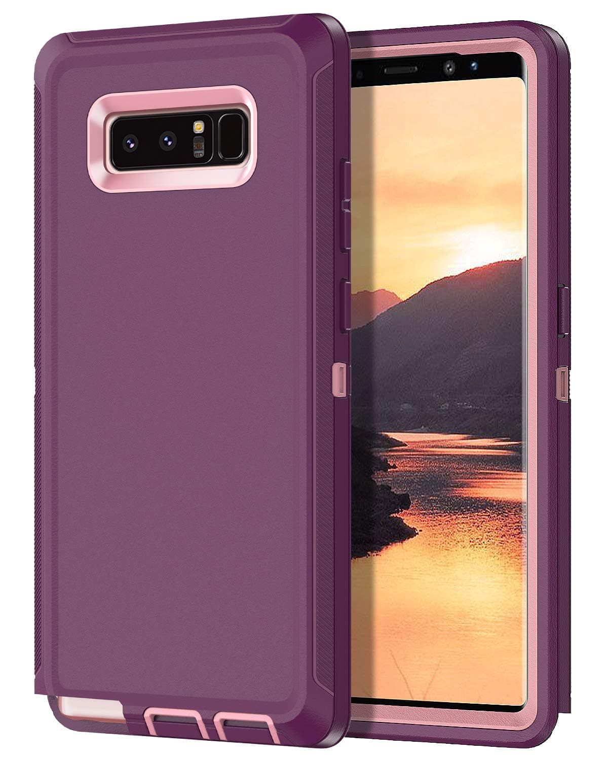 I-HONVAfor Galaxy Note 8 Case Shockproof Dust/Drop Proof 3-Layer Full Body Protection [Without Screen Protector] Rugged Heavy Duty Cover Case for Samsung Galaxy Note 8,Purple/Pink