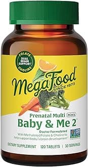 Baby & Me 2 Prenatal Multi Minis - Prenatal Vitamins for Women with Choline & Methyl Folate - Gluten-Free, Vegetarian, Pre Natal Multivitamin for Women 120 Minis Tablets, 30 Servings