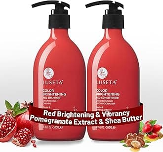 Luseta Red Hair Shampoo & Conditioner Set for Color Treated, Sulfate and Paraben Free for Copper Brightening, Strengthening Follicles With Pomegranate Extract 2 x 16.9oz