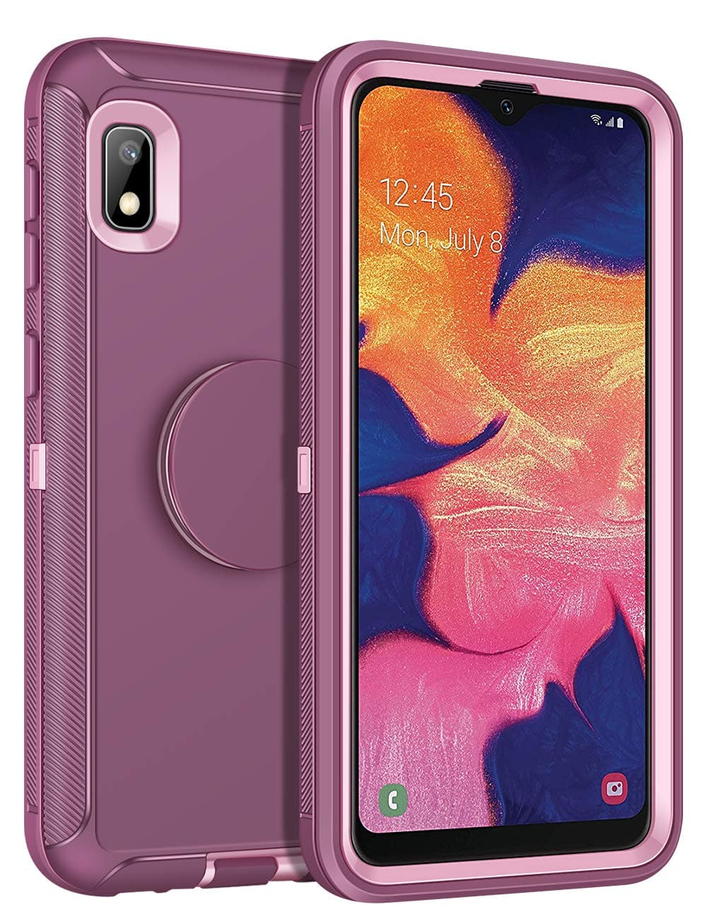 Case for Galaxy A10E Case with Stand Protective Shockproof Heavy Duty Anti-Scratch Dual Layer Cover Galaxy A10E Case Built in Foldable Grip Case for Galaxy A10E Wine Red