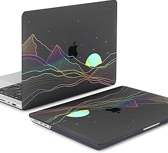 KEROM Clear Black Case for MacBook Pro 13 inch 2022-2016 M2 M1 A2338 A2289 A2251 A2159 A1989 A1706, MacBook Pro 13 inch Clear Case with Design, Plastic Hard Shell Case & Keyboard Cover, Sunrise