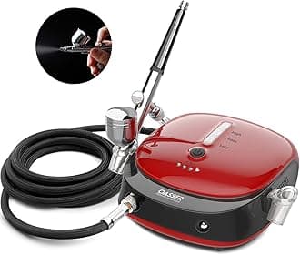 Oasser Airbrush Compressor Kit, Rechargeable Dual Action Airbrush Kit with 1000mAh Lithium Battery, 0.3mm Nozzle and 7CC Cup, Spray Airbrush Gun for Model, Tattoo, Manicure, Cake, Cosmetics, Painting