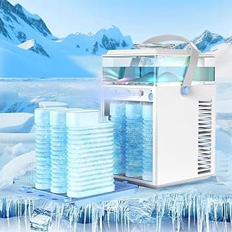 Portable Air Conditioners, 4 in 1 Rechargeable Mini Air Conditioner Evaporative Personal Cooler Humidifier with App Control, 800ML Mini AC Desktop Cooling Fan for Office Tent Bedroom