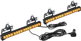 ASPL 2x16.8 inch Emergency Flashing LED Traffic Advisor Strobe Light Bar 32LED 26 Flash Patterns Interior Safety Warning Lights (Amber)
