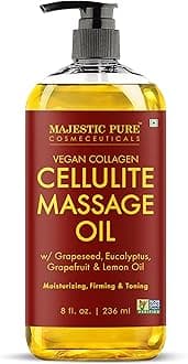 Cellulite Massage Oil - with Vegan Collagen & Stem Cells, Unique Blend of Massage Essential Oils - Anti Cellulite Oil Improves Skin Tightening and Firming, 8 fl oz