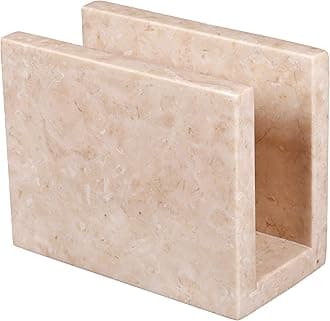 Natural Champagne Marble Tabletop Napkin Holder Stand Tissue Paper Dispenser, 3" x 5-5/8" x 4-1/2" H, Beige