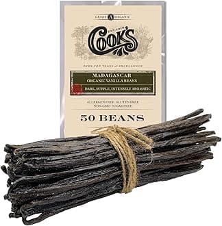 50 Organic Madagascar Whole Vanilla Beans, Grade A Vanilla Pods, Premium Vanilla Beans for Making Extract & Baking -