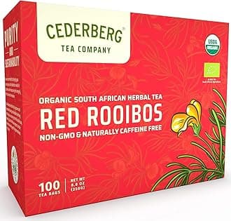 Red Rooibos Tea 100 Teabags USDA Organic - Naturally Caffeine Free - Cederberg Tea Company