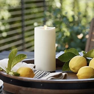 Luminara Outdoor Moving Flame Pillar Flameless LED Candle, Plastic, Ivory (5.5-inch)