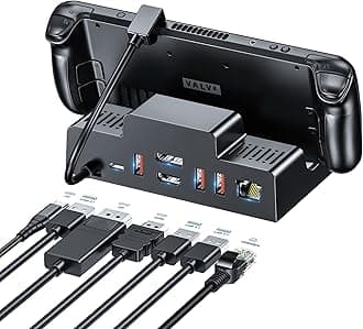 Docking Station for Steam Deck/ROG Ally, 7-in-1 Steam Deck Dock Stand with HDMI 2.0+DP 1.4 4K@60Hz, 3 USB-A 3.1 gen 2,Gigabit Ethernet and Fast Charging USB-C Port Compatible with Steam Deck/ROG Ally