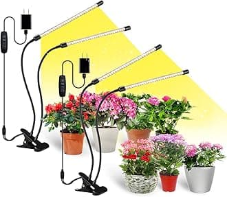 bseah Grow Light Plant Light Indoor Plants, Full Spectrum Clip Plant Lamp, 10-Level Dimmable, Auto ON & Off Timer (2 Pack)