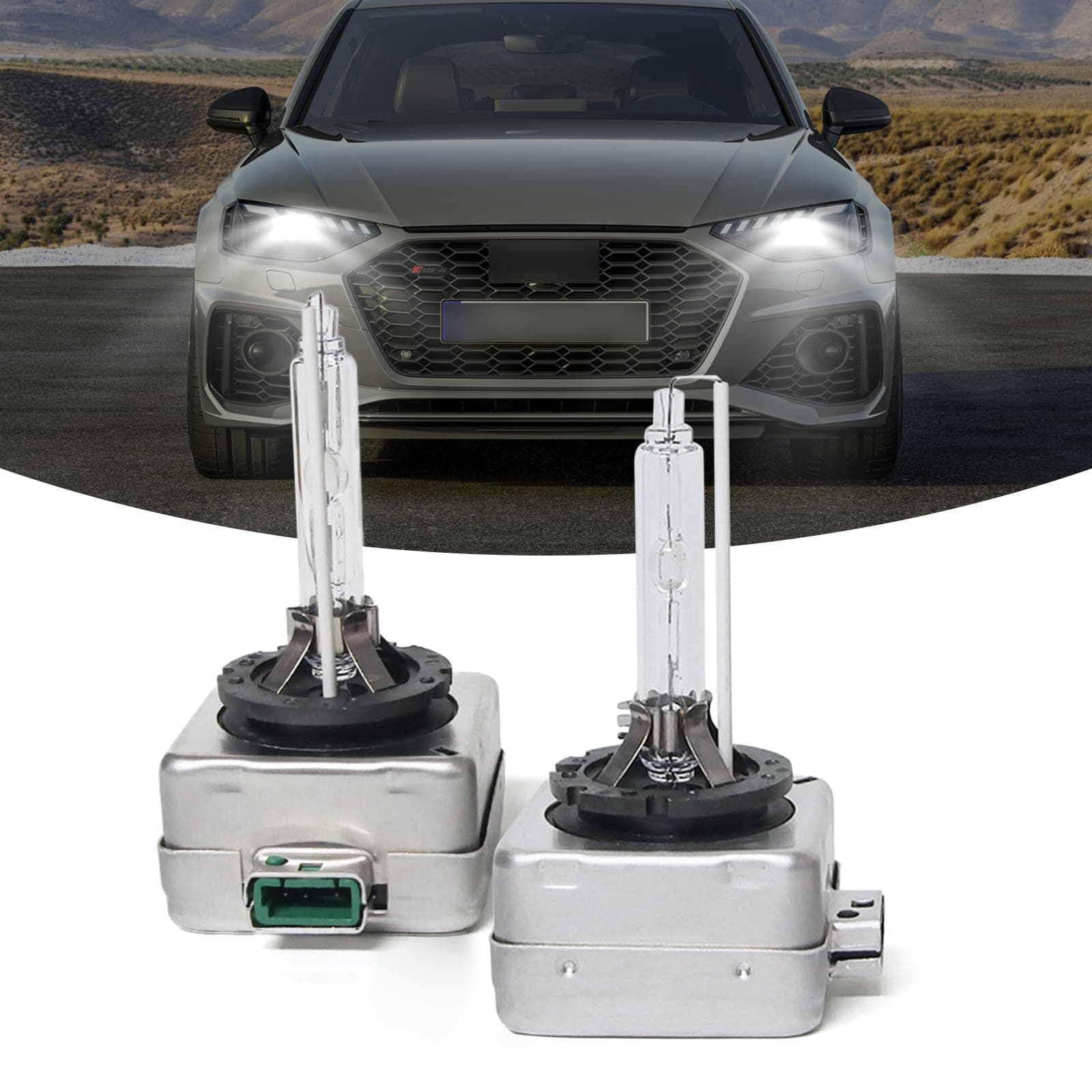 Pack-2 Car Bulb, 6000K D3S Original Replacement Lights Bulbs, 35W Super Bright Bulbs, Universal Car Light Bulbs, Plug and Play High Beam Low Beam Bulb, for Most Cars (White Light)