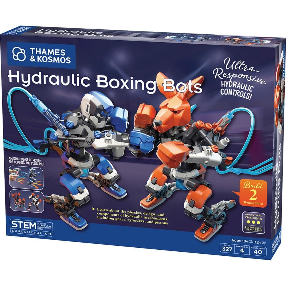 Hydraulic Boxing Bots STEM Experiment Kit | Build Two Hydraulic-Powered Boxing Robots! | Explore Hydraulic, Water-Powered Systems | Challenge a Friend to a Robot Duel!