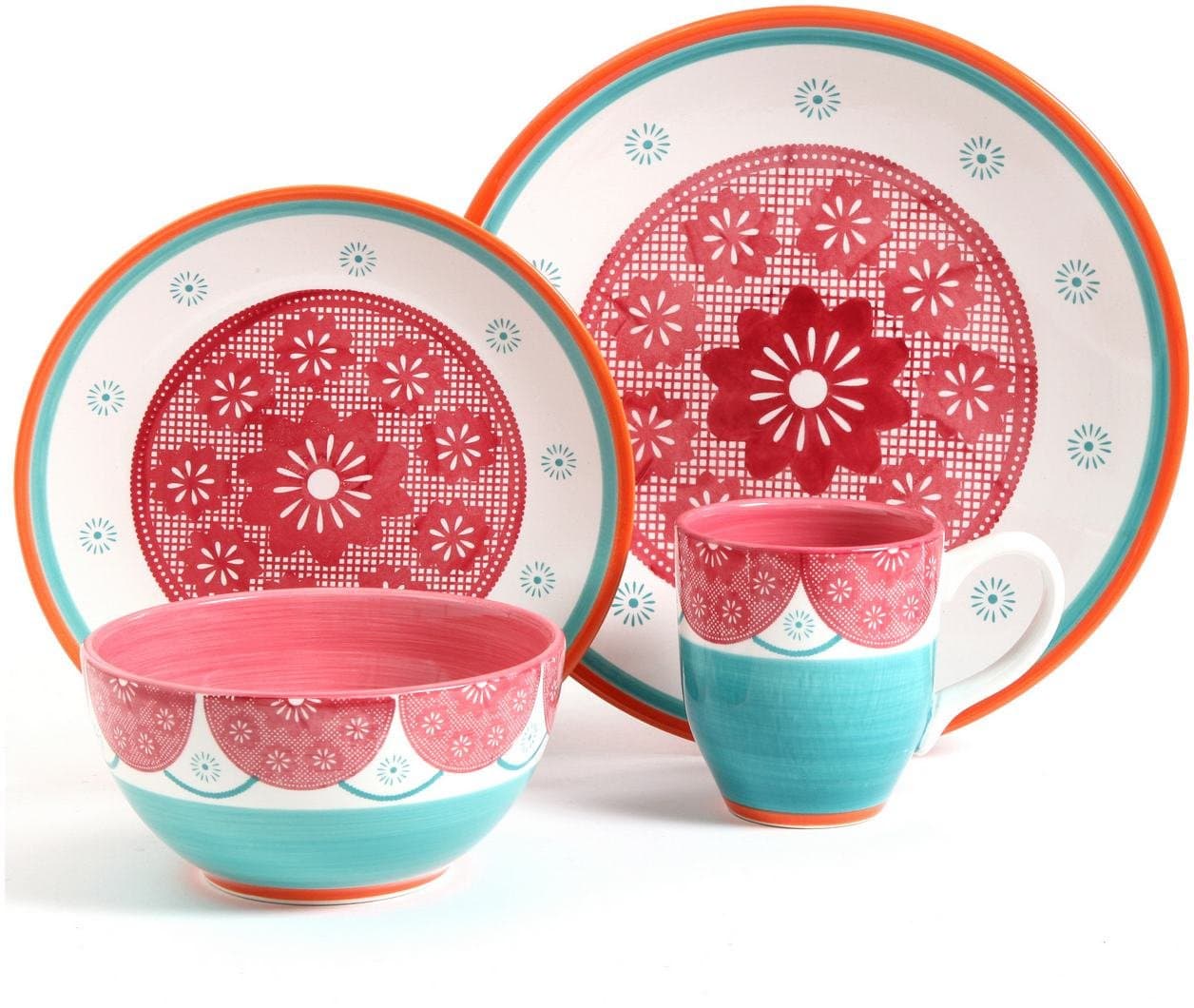 Evita 16-Piece Dinnerware Set, Magenta