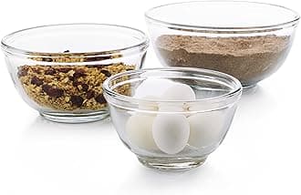 Baker's Basics 3 Piece Glass Mixing Bowl Set, Multi Size