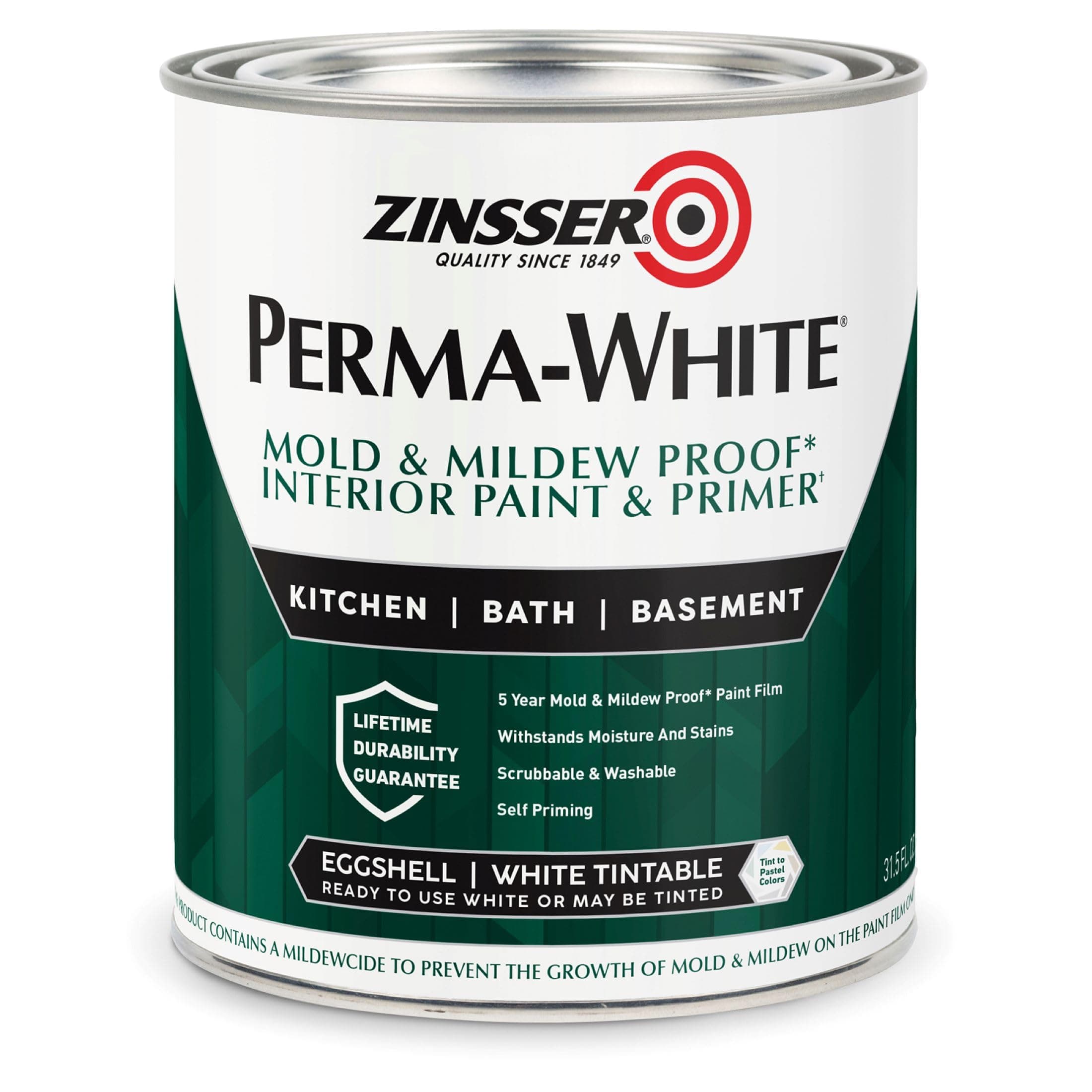 02774 PERMA-WHITE Mold & Mildew Proof Interior Paint, Quart, Eggshell White