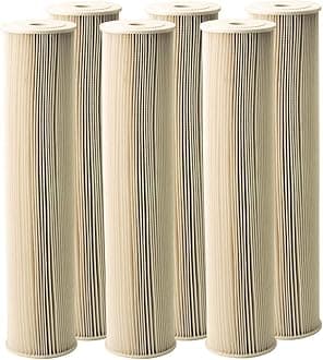 Pentair Pentek ECP5-20BB Big Blue Sediment Water Filter, 20-Inch, Whole House Heavy Duty Pleated Cellulose Polyester Replacement Cartridge, 20" x 4.5", White End-Cap, 5 Micron, Pack of 6