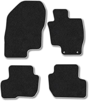 Mitsubishi Outlander (2014-2021) PHEV Premium Car Mats Accessories Tufted-Pile Carpet Grey Trim Tailored Fit Non-Slip Floor Mats Compatible Full Front & Rear Set Full Coverage Accessory with Clips