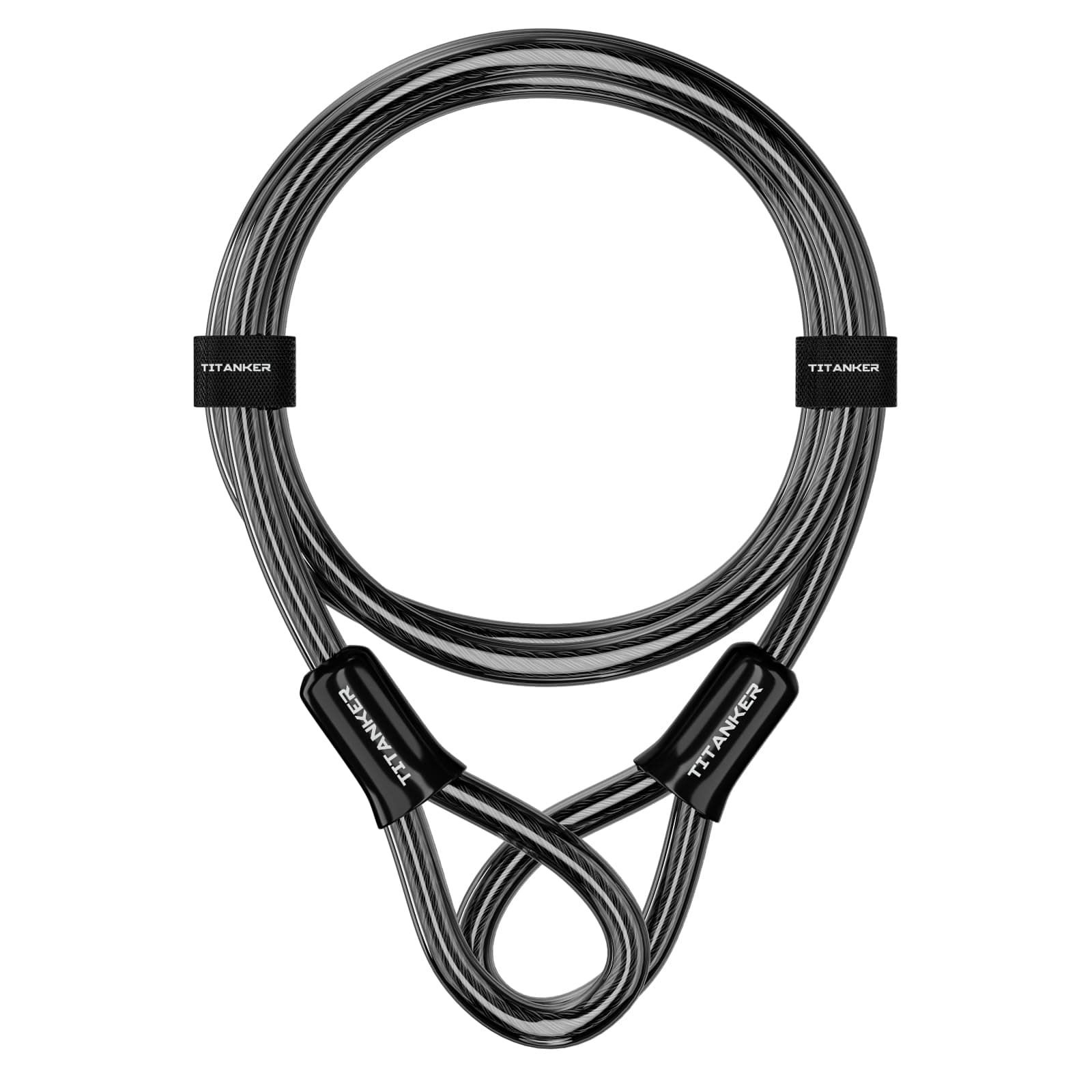 Bike Lock Cable,12mm Thick Security Cable with Loops Heavy Duty Steel Cable Vinyl Coated Bike Cable Lock Security Chain (4ft, 7ft, 15ft, 30ft)