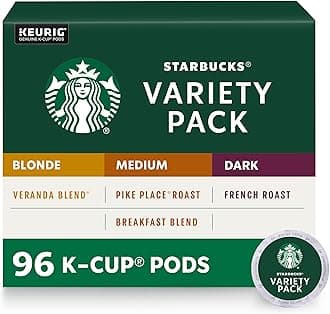 K-Cup Coffee Pods, Starbucks Blonde, Medium and Dark Roast Hot or Iced Coffee, Variety Pack, 96 Keurig Pods