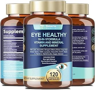 AREDS 2 Eye Vitamins and Mineral Bilberry Extract Omega-3, Eye Vitamin for Seniors Macular Health and Dry Eye, Eye Vitamins Lutein and Zeaxanthin Support Eye Strain & Hydration (120 Capsules)