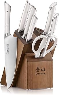 HELENA Series German Steel Forged Knife Block Set (8-Piece, White)