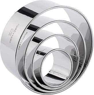 Cookie Cutter Set, 4 Pc. Kit, Measuring 2'', 3'', 4'' and 5'', Round Metal Baking Rings for Pastry, Biscuits, and Dough Cutting, Heavy Duty and Reusable, Multiple Sizes