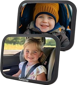 Rear Facing Car Seat Mirrors - Shake-proof & Shatterproof Baby Car Mirror for Backseat - Clear Wide View, Easy Install, 2 Pack for Multiple Kids