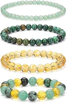 4pcs Beaded Bracelets for Women,Natural Healing Crystal Gemstones Bracelet,Anxiety Stress Relief Bracelet Handmade purple Jewelry Gifts for Women