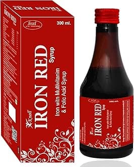 Knoll Healthcare Iron Red Syrup Iron with Multivitamin & Folic Acid Syrup Increase red blood cells 300ml (Pack of 1)
