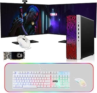 HP G3 Gaming Desktop PC, Intel Core i7 6th Gen, AMD RX 550 Graphics, 32GB RAM, 1TB SSD + 3TB HDD, MTG New 24 Inch Dual Monitor, Gaming Kit Webcam, Windows 11 (Renewed)