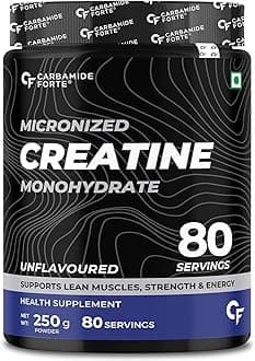 Carbamide Forte Creatine Powder | Creatine Mono Hydrate | Micronized Creatine Monohydrate 250g Unflavoured for Lean Muscle, Strength & Energy | Gym Supplements For Men - 250g