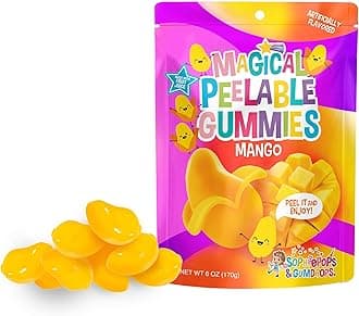 Sophiepops & Gumdrops Magical Peelable Mango Gummies, Gummy Fruit Snack, Mango Peeling Candy for Kids and Adults, Fat, Nut and Gluten Free Snacks for Kids Snack Box, Any Party or On-The-Go, 6 oz, Single Pack