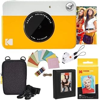 Printomatic Instant Camera (Yellow) Deluxe Bundle + Zink Paper (20 Sheets) Case - Photo Album