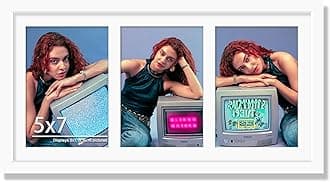 8x16 Collage Picture Frame, 5x7 Collage Picture Frame Displays Three 5x7 inch Photos, or 8x16 (Without Mat) for Available Horizontal Wall Mounting Display and Vertical, White.