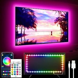 GIPOYENT Music Sync LED TV Backlight, RGB Color Changing Light Strip for 55-80 Inch TVs - Bluetooth Function, Home Theater (19.6ft)