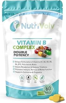 Vitamin B Complex Supplements with B Vitamins Including high strength B12, B1, B2, B3, B5, B6, B7, B9, Biotin & Folic Acid- Support Healthy Energy Metabolism | 60 Tablets