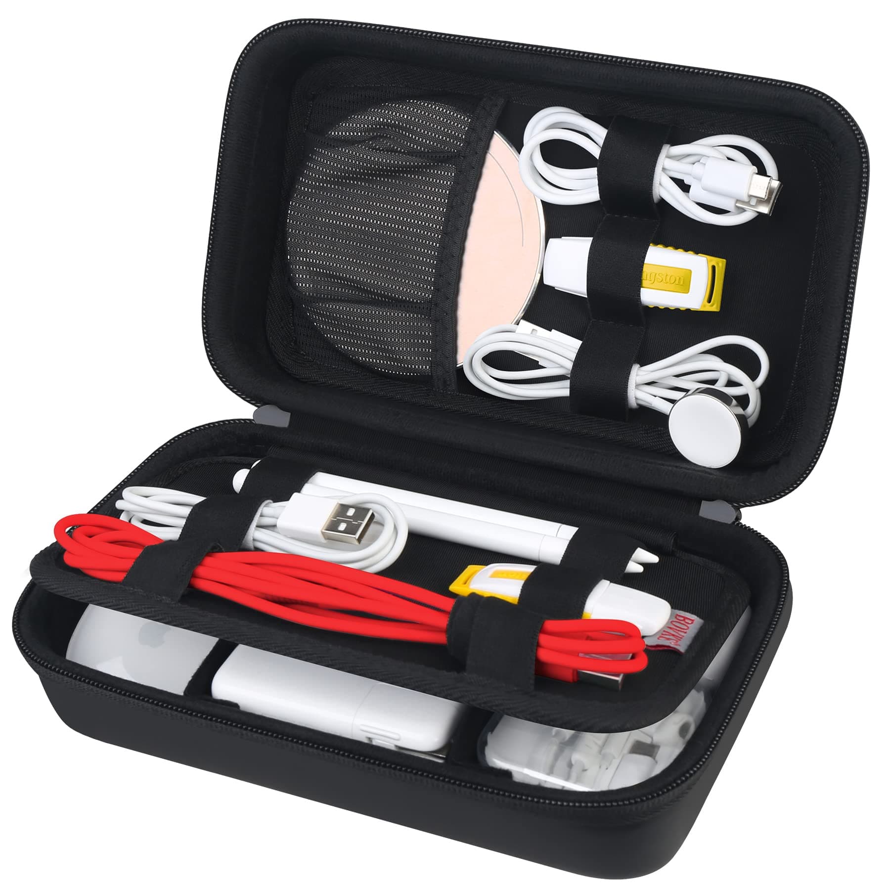 Hard Electronics Organizer, Travel Cable Organizer Bag, Tech Organizer Case for Power Adapter Chargers Cables Earbuds Flash Drives and Other Electronics Accessories & Supplies, Black