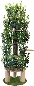 On2 Pets Cat Tree with Leaves Made in USA (XXL Jungle, Round Base)
