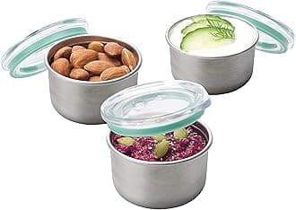 Smash Microwave Safe Stainless Steel Mini Dressing/Sauce Pots, Sage, 2oz Capacity (Pack of 3)