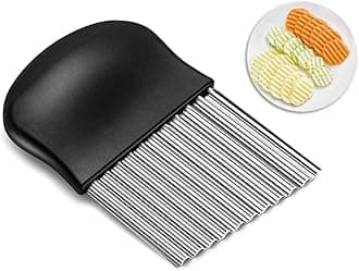 Mockery French Fries Cutter Stainless Steel Potato Chips, Professional-Grade Stainless Steel Wavy Blade for Crinkle Cut French Fries, Vegetables and More, Easy Quick Kitchen Tool Knife